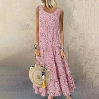 Ženska ležerna haljina Plus veličine s cvjetnim printom, okruglim vratom i kratkim rukavima, široka haljina do