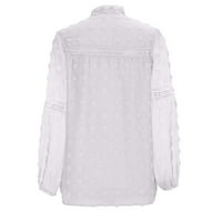 Ženske proljetno-jesenske šifonske košulje s uspravnim ovratnikom, jednobojne košulje s izrezom u obliku slova