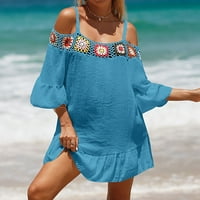 Maxi haljine za žene kratka haljina breskve crochet bikini prekrivanje plaže plaže izrez nepravilne haljine kupaći