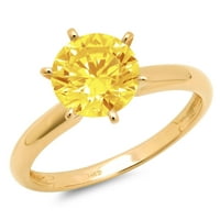 Prsten od žutog zlata od 14 karata s dijamantom okruglog reza od sintetičkog žutog moissanita od 9,25