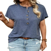 Ženska majica kratkih rukava Majica kratkih rukava ljetni vrhovi s okruglim vratom mekana radna jednobojna bluza