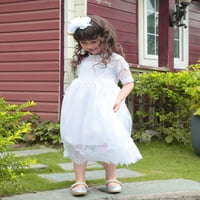 Cvjetna haljina za djevojčice, boho čipkasta Maksi haljina dugih rukava, bijela haljina za krštenje, vjenčanje,