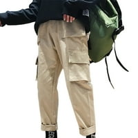 Vintage muške jednobojne sportske hlače s Više džepova, ravne teretne hlače