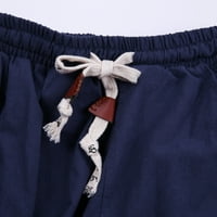 Teretne hlače od pamuka i lana, muški jednobojni joggeri s elastičnim strukom, Ležerne hlače niskog struka