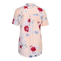 Ženske košulje na kopčanje, bluze na kopčanje kratkih rukava, ležerni cvjetni vrhovi, ružičaste boje