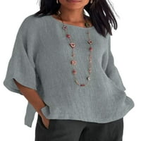 Ženska majica kratkih rukava s okruglim vratom ljetni vrhovi udoban pulover radna tunika bluza u plavoj boji 4