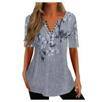 Ženske bluze ležerna bluza kratkih rukava s printom Ženske majice Plus Size ljetni vrhovi s izrezom u obliku slova