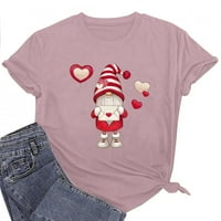Valentinovo majice za žene grafičke majice y2k patuljasti otisak s posadom vrat kratki rukav ružičasti xxl