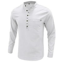 Muška košulja s dugim rukavima pamučna lanena košulja labava gumba bluze dolje košulje casual vrhove