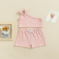 EyicMarn dojenčad Solid Color Outfits, djevojčice rebraste jedan vrhovi spremnika za jedan rame + kratke hlače