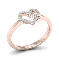 1 10CT TDW Diamond 10K ruža zlato otvoreno srce modni prsten