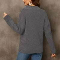 Ženski džemperi-gornji dio s patentnim zatvaračem, jednobojni gornji dio dugih rukava s izrezom u obliku slova