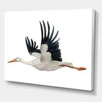 DesignArt 'Bijela roda Ciconia leteća ptica' Tradicionalno platno zidno umjetnički tisak
