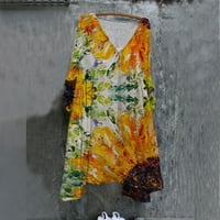 Ljetna Ženska haljina s kratkim rukavima S cvjetnim uzorkom, Maksi haljina s izrezom u obliku slova B, labava