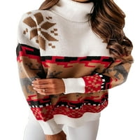 Ženski Božićni pulover s printom Elka u boji Majica džempera s dugim rukavima