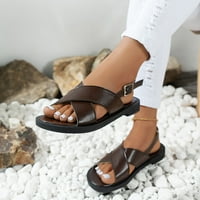 Ženske sandale od kože s križnim vezicama, ljetne sandale na plaži na platformi, Ležerne vanjske sandale s otvorenim
