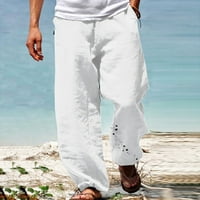 Modne muške bijele hlače tiskane Ležerne hlače za slobodno vrijeme, ravne udobne hlače s elastičnim strukom, hlače