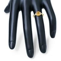 Ženski prsten od 8 Citrina i dijamanta od 10k žutog zlata