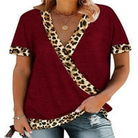 Frontwalk Ladies majica V majica majica s kratkim rukavima ljetni vrhovi Djelo Boem tinejdžer leopard tiskana