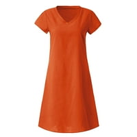 Beeyaso Women V-Neck Ljetne haljine kratkih rukava za žene a-line casual labave ženske haljine narančaste 3xl