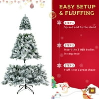7. ft božićno drvce, aukfa unaprijed osvijetljeno umjetno jelsko božićno drvce, snijeg s snijegom, a umjetno odmor