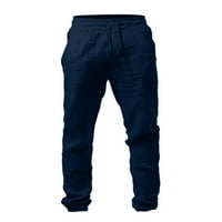 Muške teretne hlače na rasprodaji Muške rastezljive hlače jednobojne Prozračne pamučne lanene široke Ležerne hlače