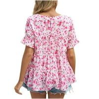 Ljetne bluze za žene modne tiskane ležerne okrugli vrat kratki rukavi labave majice bluze ljetne bluze za žene,