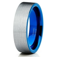 Plavi volfram vjenčani prsten srebrni zaručnički prsten za angažiranje volframskog prstena