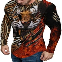 LUMONTO MENS majice posada vrat vrhovi dugih rukava majice modne bluze životinjski print osnovni majica stil b