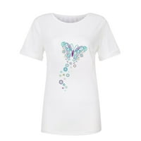 Ženske ležerne ljetne zabavne leptir slatka grafička majica trendi labava matična majica s kratkim rukavima vrhovi
