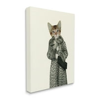 Stupell Industries Glam leopard uzorak Vintage kaput Fashion Cat Canvas Wall Art, 20, dizajn Cassia Beck