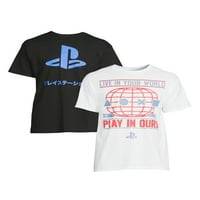 PlayStation PS Grafička majica s kratkim rukavima za muške i velike muškarce, 2-pack