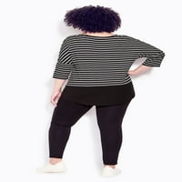 Zim & Zoe ženski plus size rebra pruga gornja rukavica Dolman rukava Dolman Okrugli dekolte