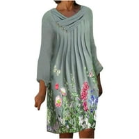 Lady cvjetni tiskani casual haljina žena gumb za vrat dugi rukavi haljina s ljuljanom naredna mini haljina plaža