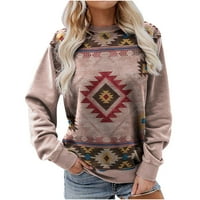 Vrhovi za klirens za žensku majicu zapadnjačka aztec etnička bluza bluza dugih rukava majice labave košulje tunike
