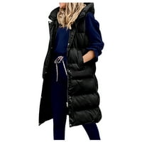 Ženska topla ženska jakna Plus size jednobojna jednoredna pamučna jakna s kapuljačom srednje duljine prsluk tanki
