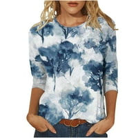 Boho cvjetni vrhovi za žene trendovske ljetne rukav grafička posada pulover majica vrh labava opuštena opremljena