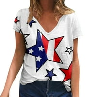 Jesenska modna majica s dugim rukavima, Ženska košulja s američkom zastavom, ručno oslikana majica s izrezom u