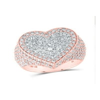 Ženski prsten u obliku srca s okruglim dijamantom od ružičastog zlata od 10 karata, 2 inča