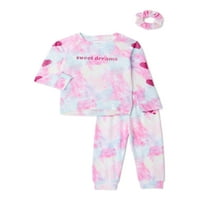 Sweet Dreams Girls plišani set pidžama, 2-komad, veličina 4-12, s besplatnim scrichie
