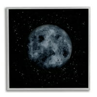 Stupell Industries zatamnio Mjesec Dark Starry Galaxy Akvarel Effect Framed Wall Art, 24, dizajn Rachel Nieman