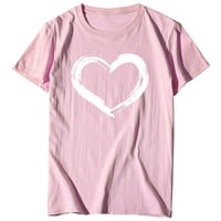 Ženske majice kratkih rukava s printom srca, ležerna bluza, majica u ružičastoj boji
