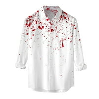 Muška majica za odmor s krvavim mrljama, majica dugih rukava s odbijenim ovratnikom, Muške majice s uzorkom