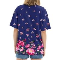 Topovi za žene, bluze, majice kratkih rukava, puloveri običnog kroja, majice s cvjetnim printom, bluze s okruglim