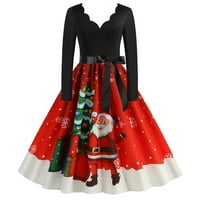 Božićne haljine za žene iz 1950-ih, Vintage ljuljačka haljina, modna haljina s izrezom u obliku slova A i dugim