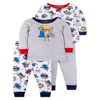 Little Star Organic Boy Boys & Toddler Boys Snug Fit Pamuk pidžama dugih rukava, set
