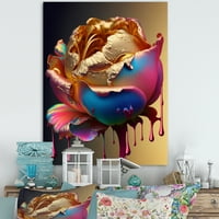 DesignArt Rainbow Peony tekuće zlato kaplje hiper vi platno zidna umjetnost