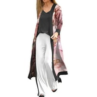 Ženski kardigan, ženska modna Casual duga jakna s printom dugih rukava, kardigan kaput, kardigan za žene, svijetloljubičasta