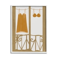 Stupell Insrijeti vintage narančasta odjeća Europska arhitektura balkonska linija, 30, dizajn breza i tinte