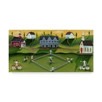 Zaštitni znak likovne umjetnosti 'Baseball Game School Church Village' Canvas Art by Cheryl Bartley